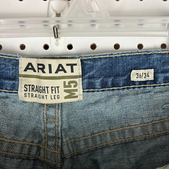 Ariat M5 Blue Jeans 36x34 Men's Work Wear Cowboy Straight Fit READ FLAW Denim - Picture 6 of 7